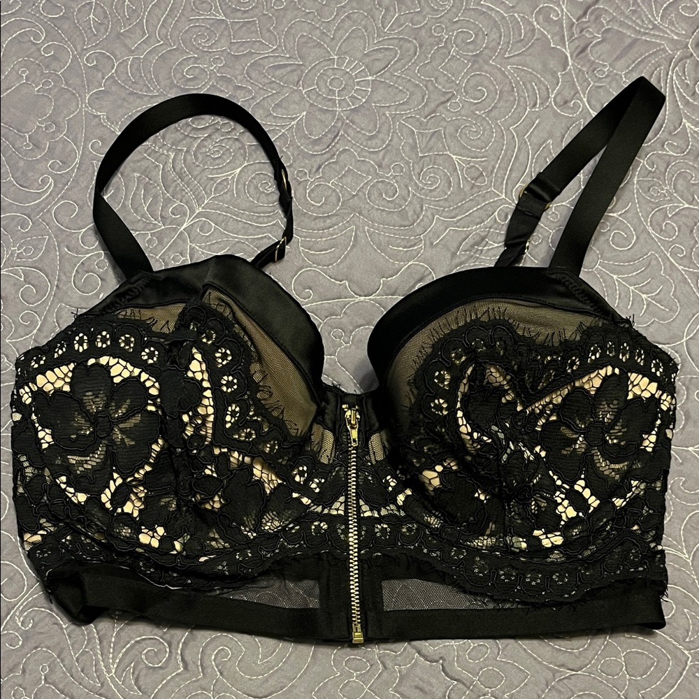 Victoria's Secret Black Lace Zip Bra